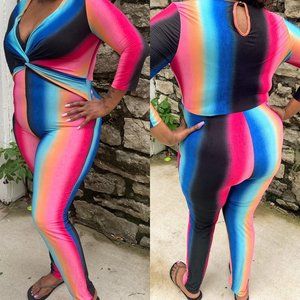STRIPE TWISTED BUST JUMPSUIT